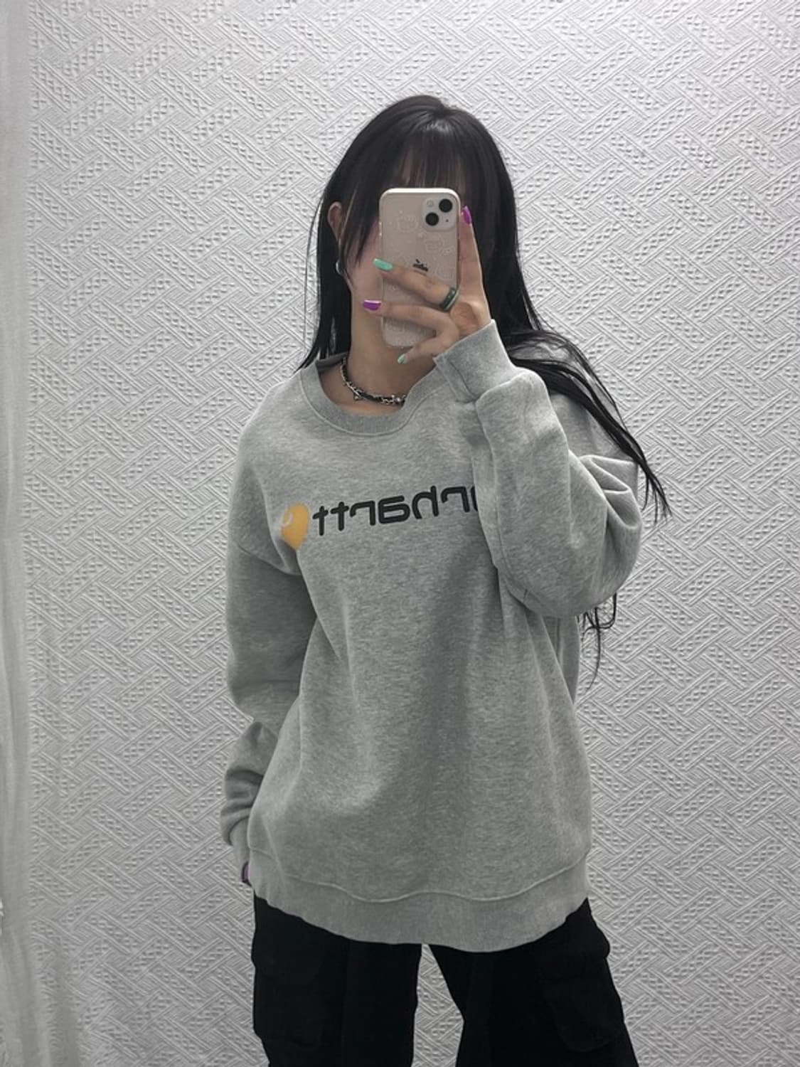 칼하트 폭닥 오버핏 빅로고 약기모 맨투맨 XL C07366 상품이미지2