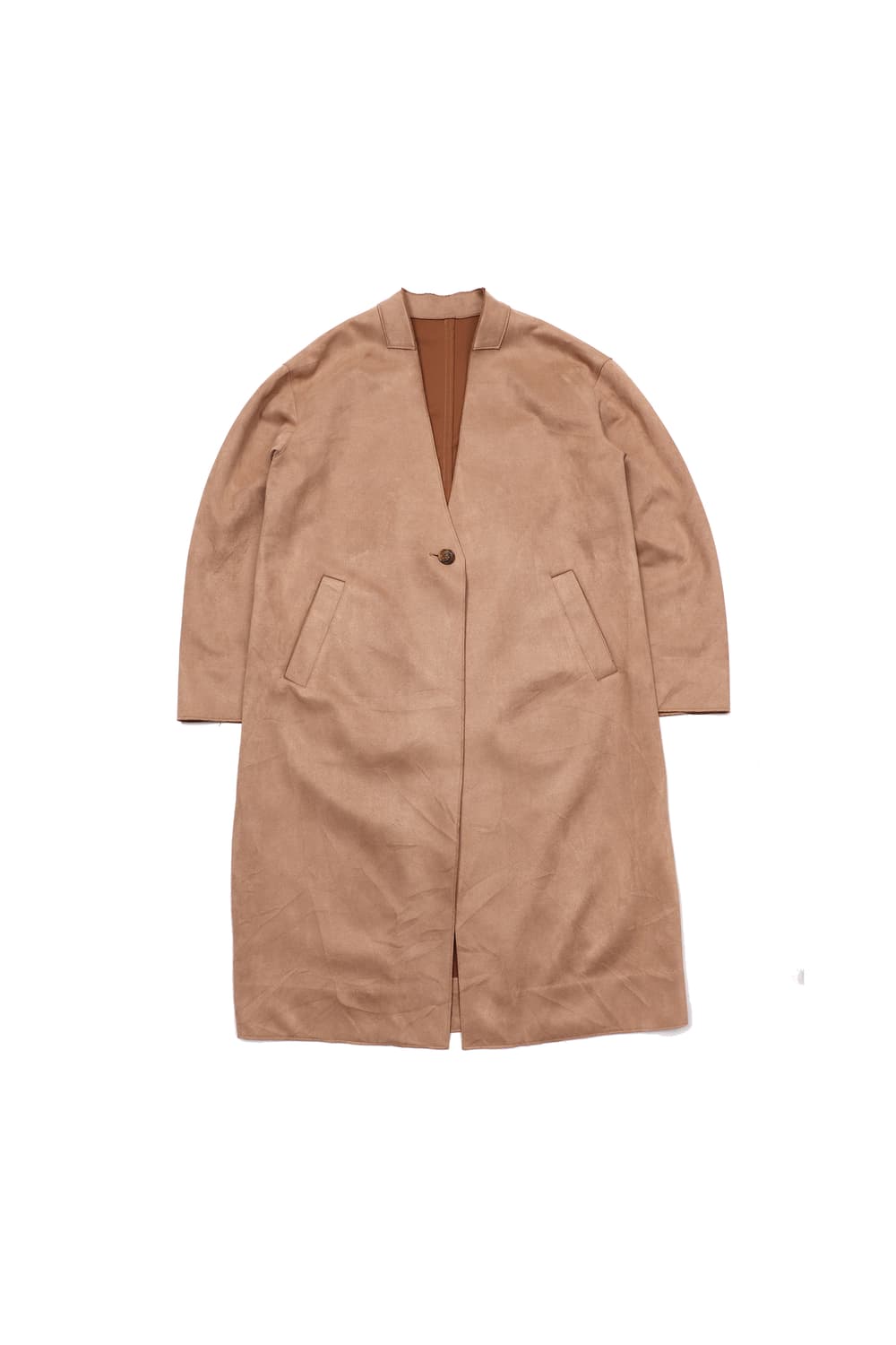 A DAY IN THE LIFE 노카라 원버튼 베이지 코트 상품이미지1