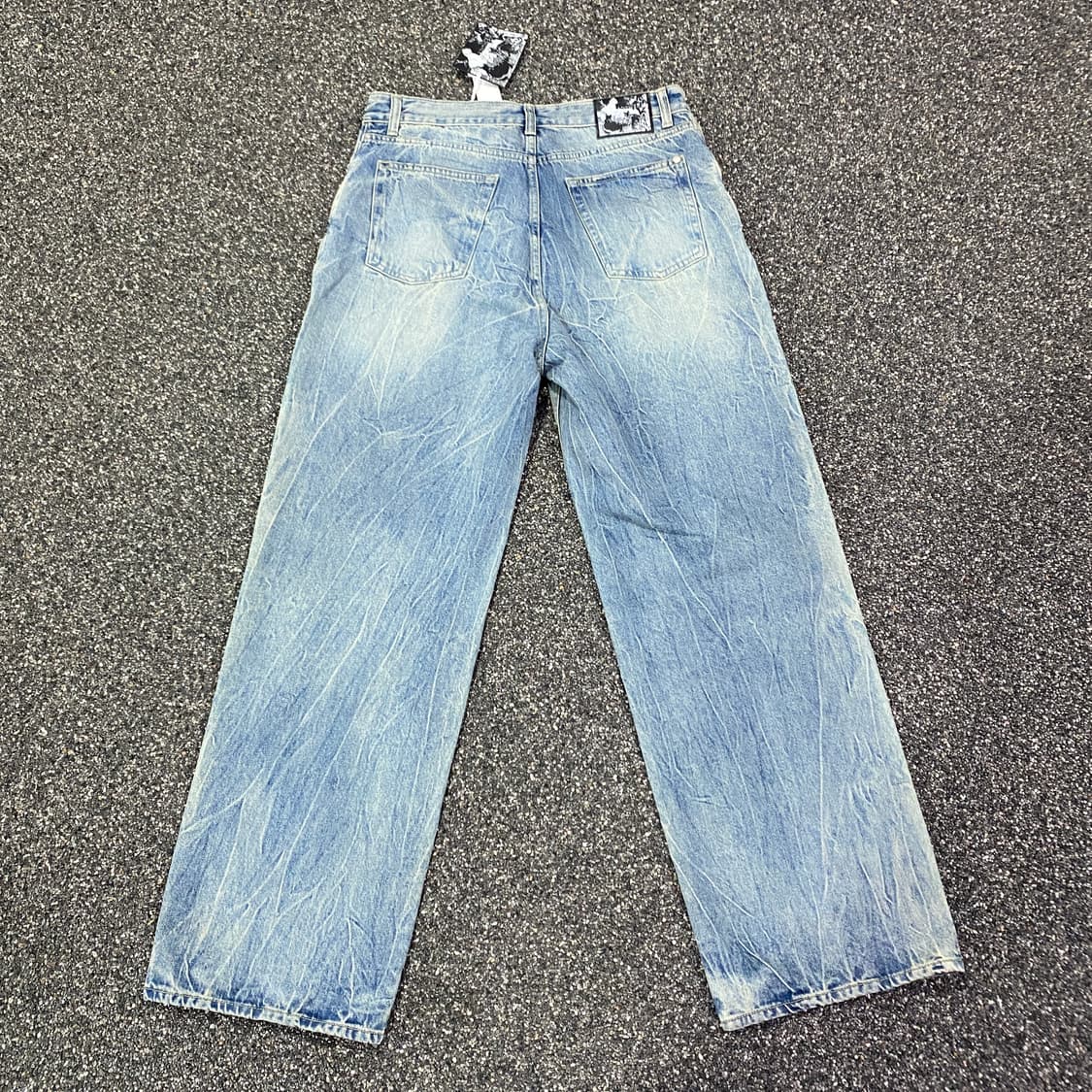 모드나인 백 패치 블루레인 와이드 데님 팬츠 B3608  상품이미지6