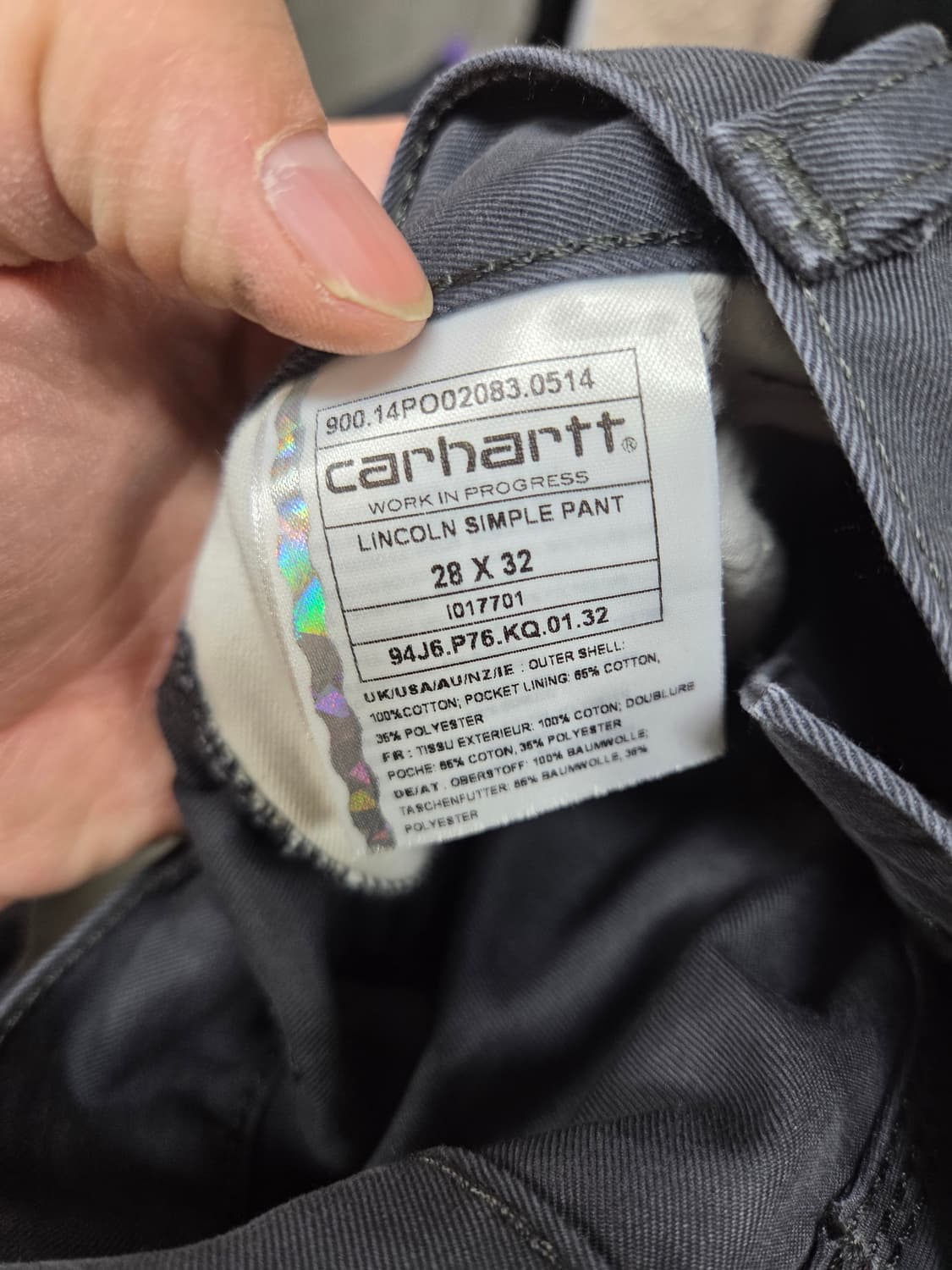 칼하트 링컨 심플 팬츠 코튼  28 상품이미지3