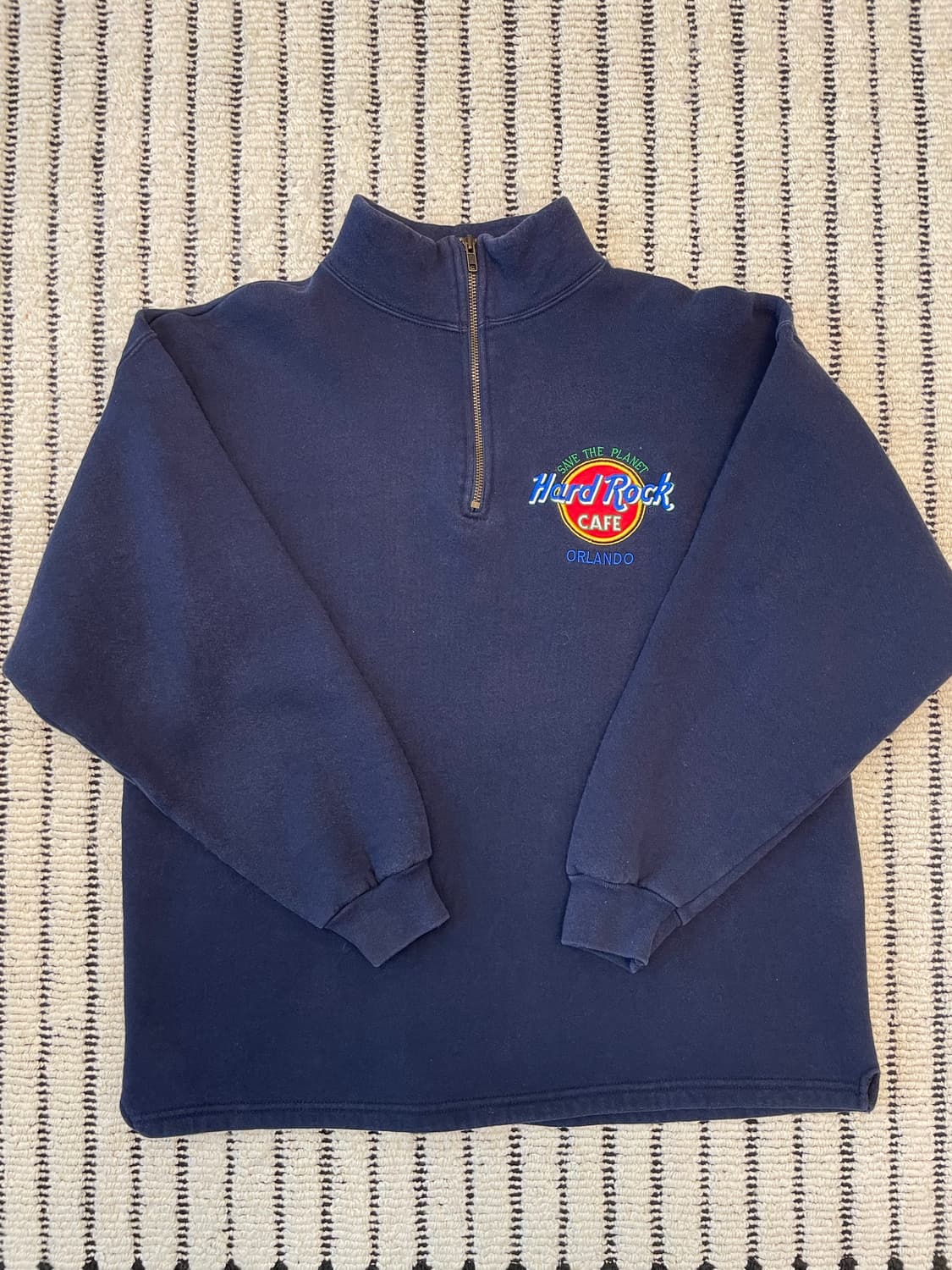 하드락카페 네이비 반집업 맨투맨 상품이미지1