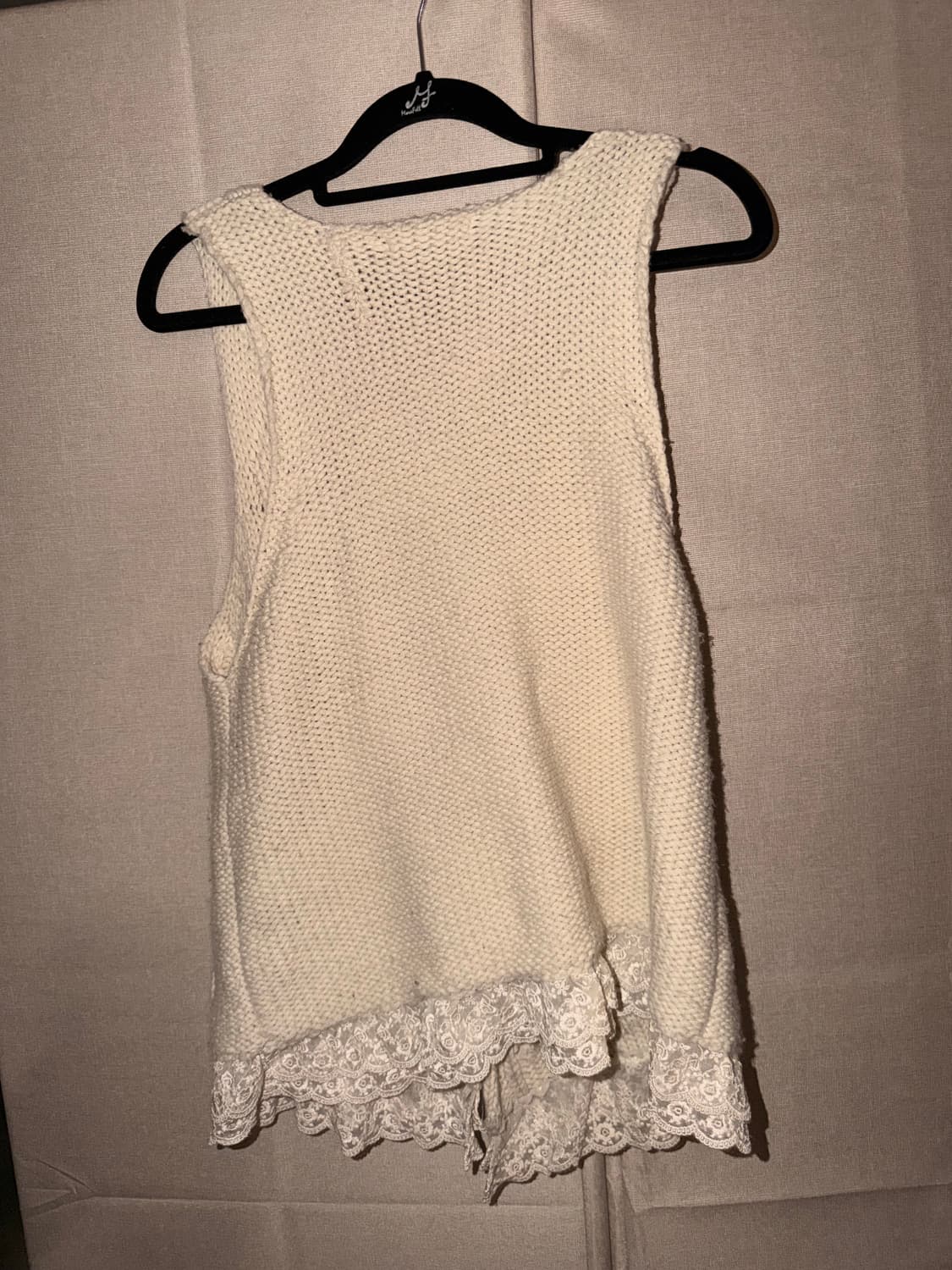 빈티지 모리걸 폼폼 레이스 니트 쪼끼 베스트 상품이미지3