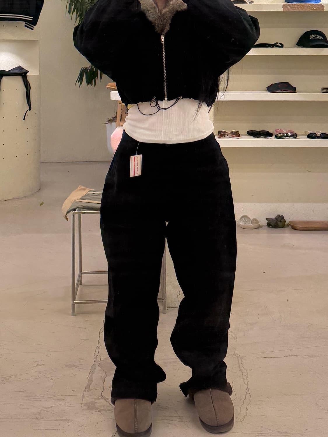 유니폼 브릿지 블랙 코튼 팬츠 U472 상품이미지1