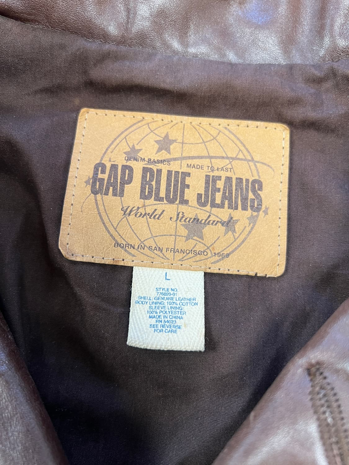[L] 올드 갭 Gap Blue Jeans 트러커 가죽 자켓 상품이미지4