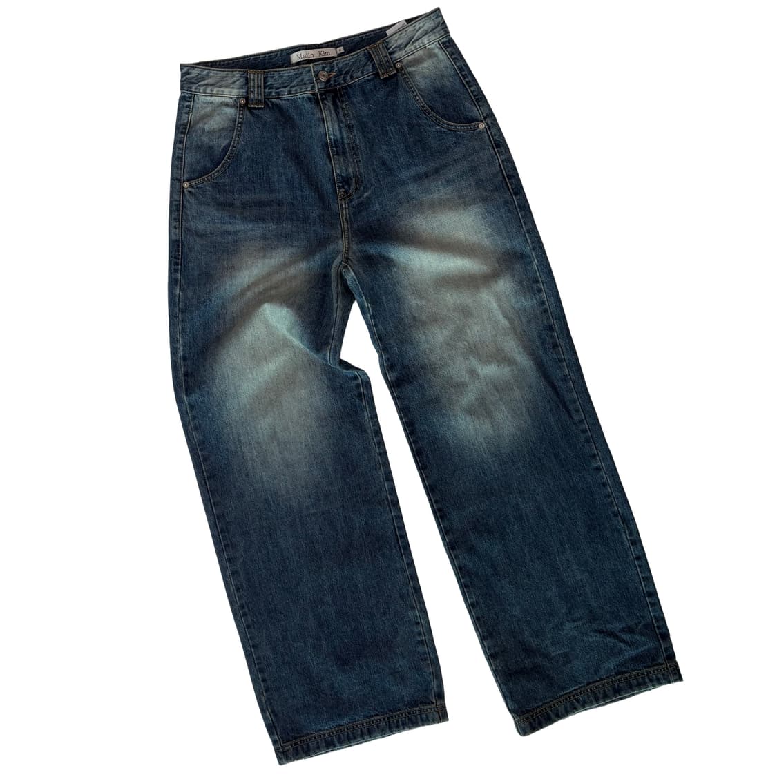 [Matin Kim] 마틴킴 로고 자수 와이드 워싱 데님 팬츠 상품이미지1