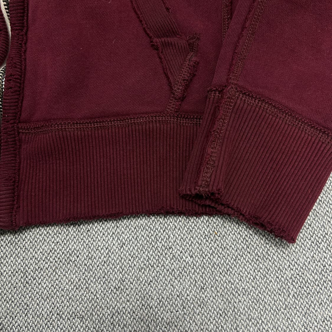 아베크롬비 데미지 디테일 버건디 후드집업(M) 상품이미지4