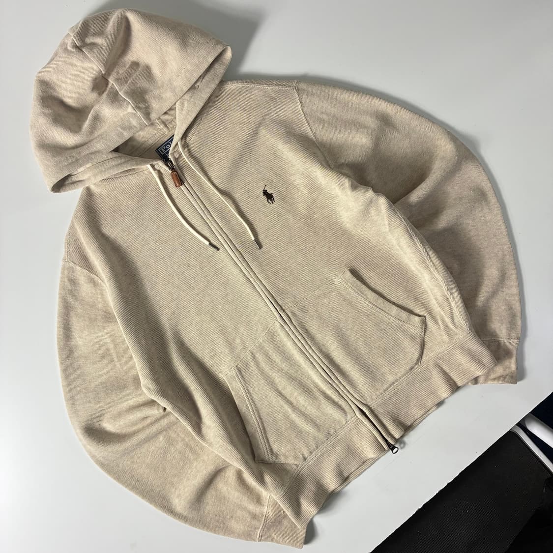 Polo  폴로 랄프로렌 자수 코튼 베이지 투웨이 니트후드집업  상품이미지2