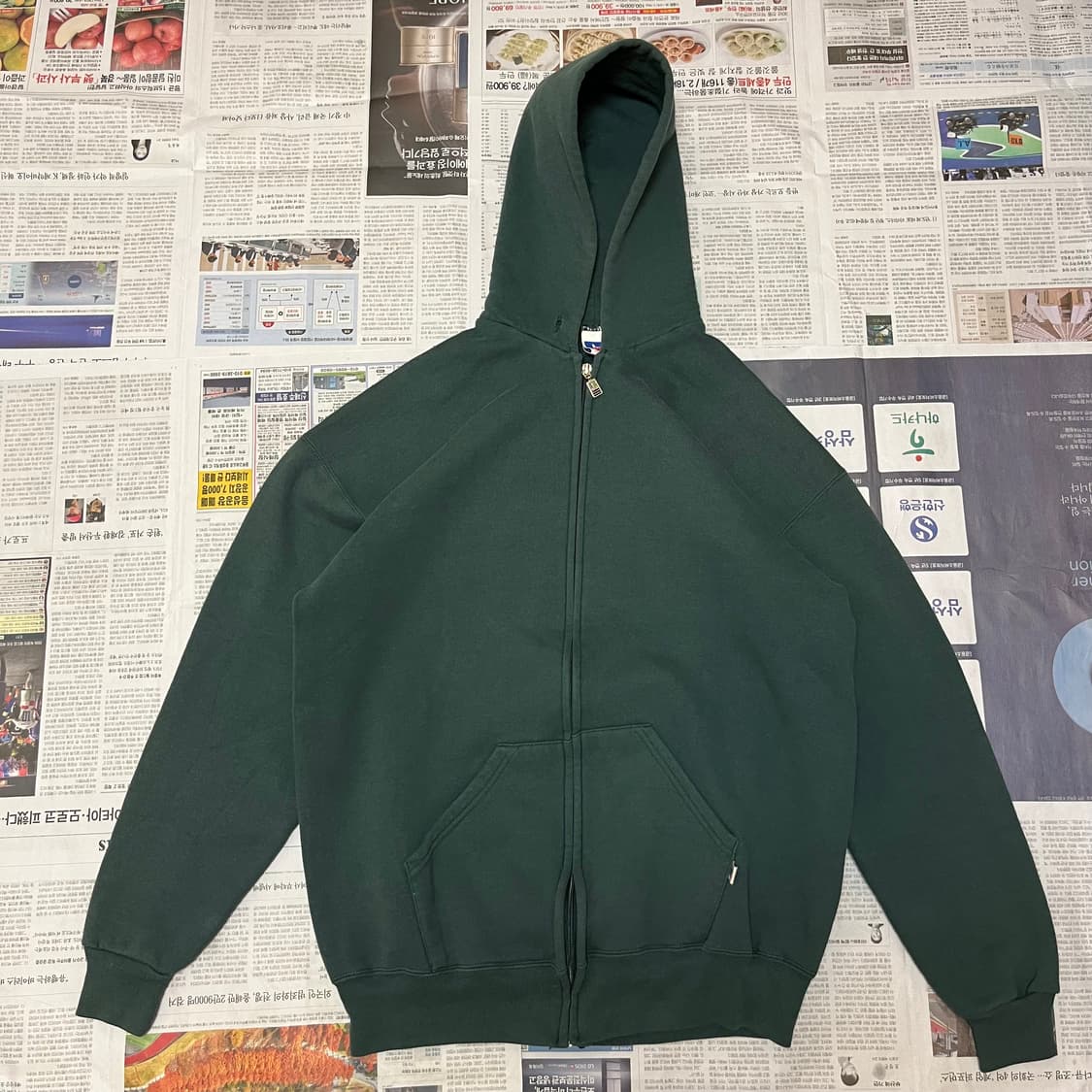 [XL] 90s 빈티지 러셀 후드집업 포레스트 그린 상품이미지1