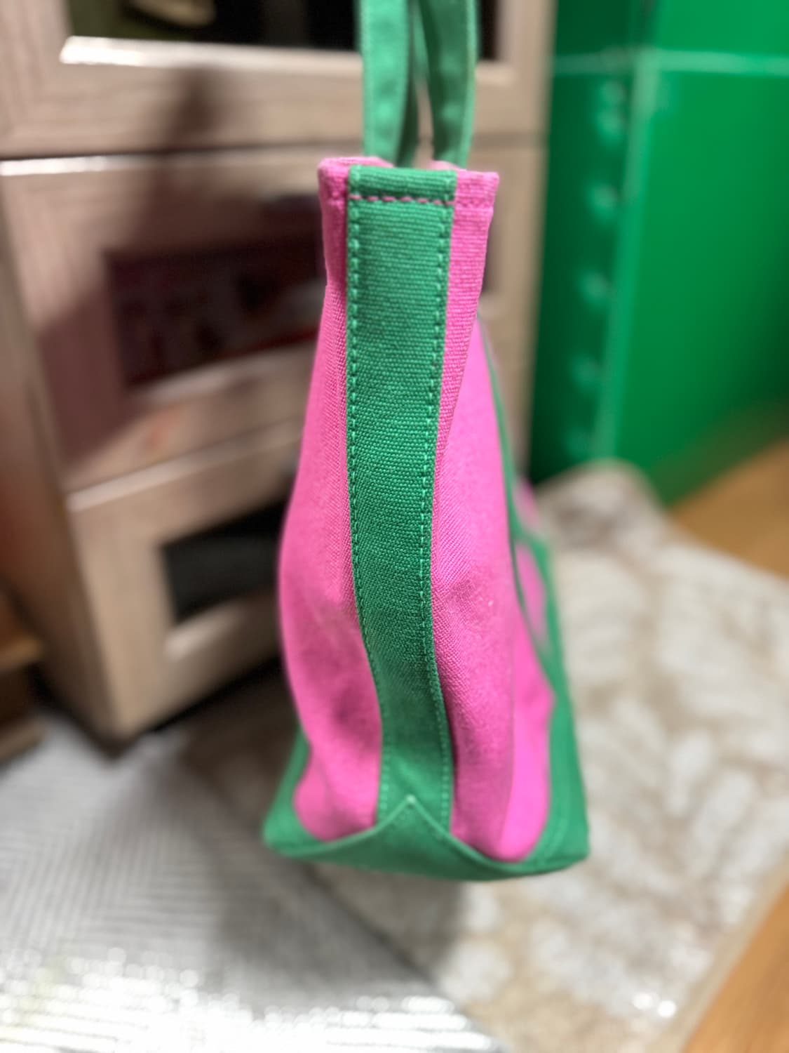 폴로 랄프로렌 핑크 그린 빅포니 토트백  상품이미지2