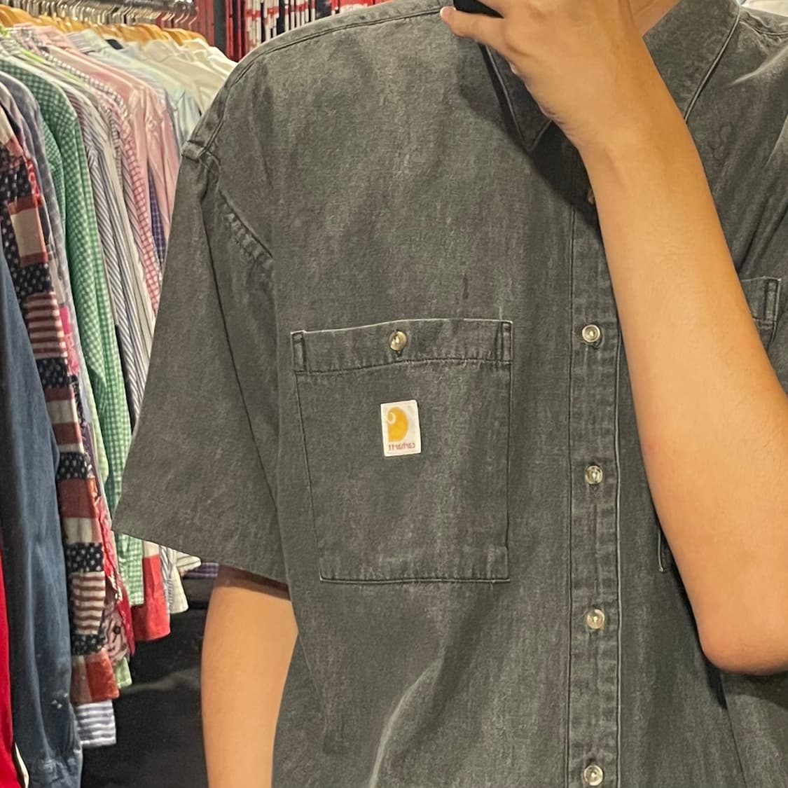 [IM] carhartt 칼하트 흑청 데님 반팔셔츠 상품이미지5