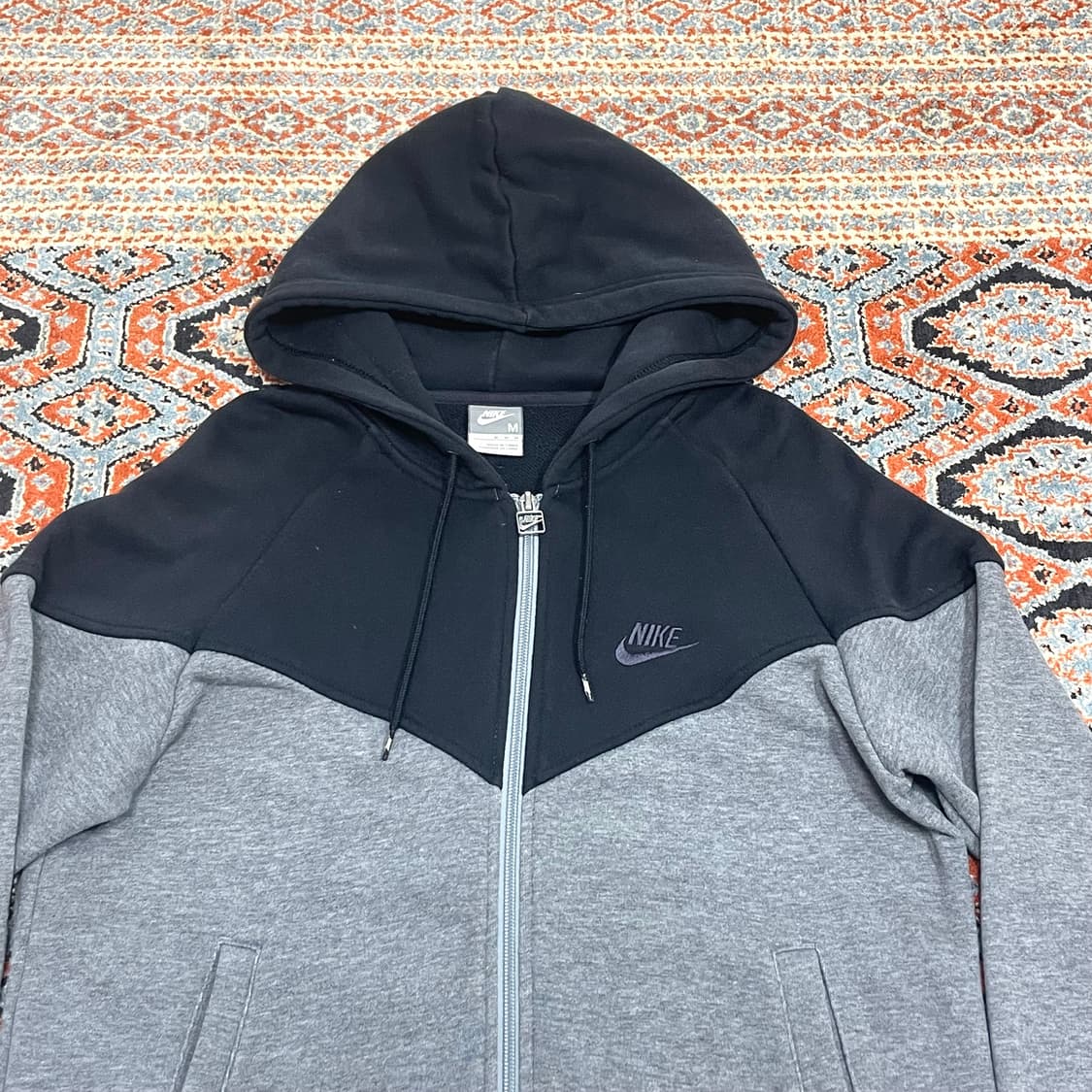 나이키 스펠로고 블랙 배색 그레이 후드집업 여성M 상품이미지2