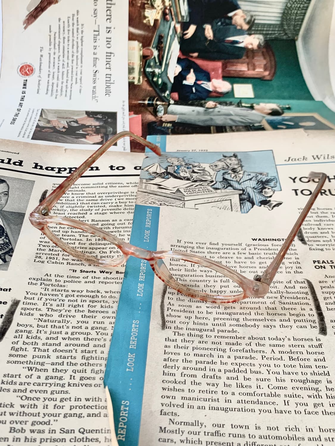 [픽키-629] 베이지 마블 오벌 뿔테 호피 안경 상품이미지3