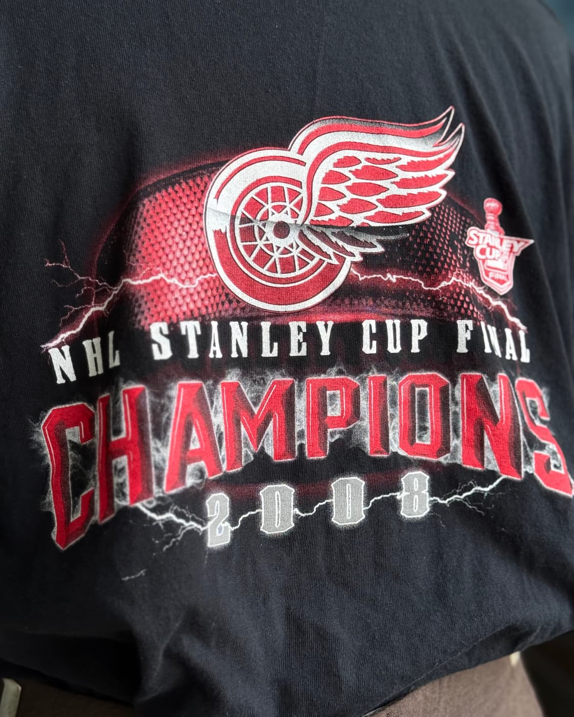 00‘s 길단 NHL 디트로이트 레드 윙스 챔피온 그래픽 티셔츠 XL 상품이미지8