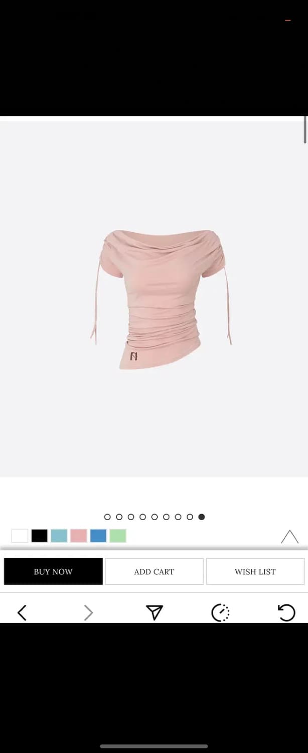 새상품 뉴얼린 미야오 썸머 드레이핑 셔링보트넥 탑 피치핑크 오프숄더 상품이미지1