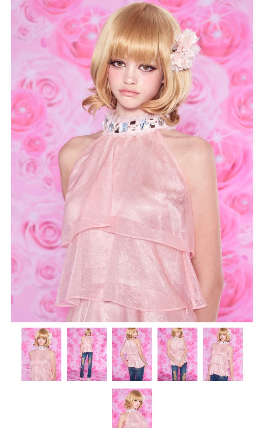 베이비메탈클럽 블러쉬 돌 블라우스 갸루 히메 오네 큐빅 베메클 라떼 상품이미지1