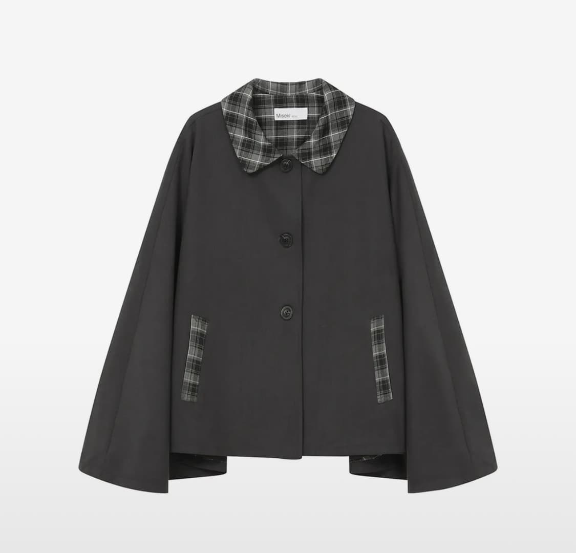 Check cape jacket CHARCOAL 미세키서울 망토(케이프) 상품이미지1