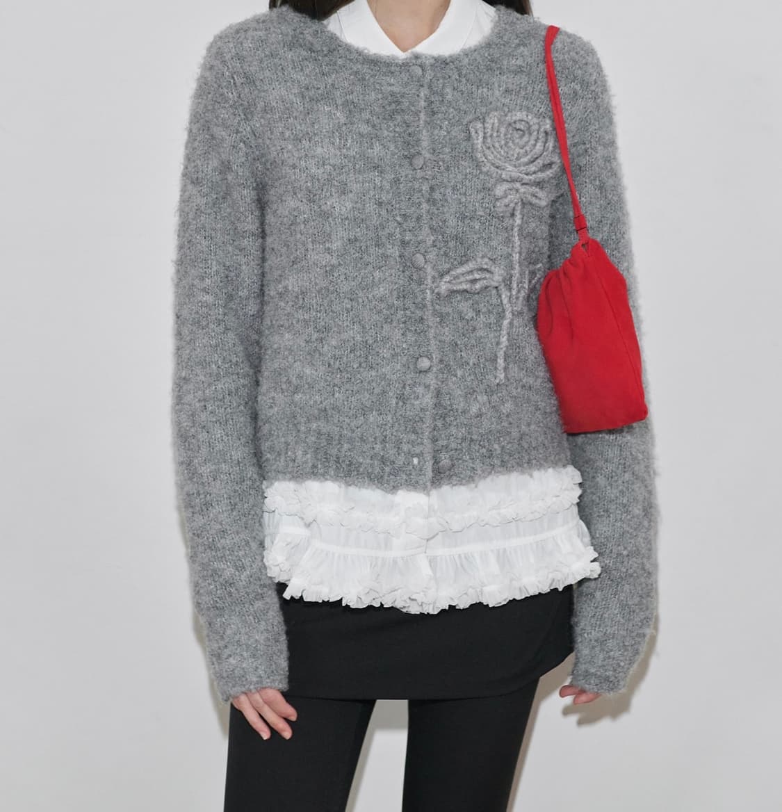 Sinoon rose flower cardigan(grey) 시눈 가디건 상품이미지1