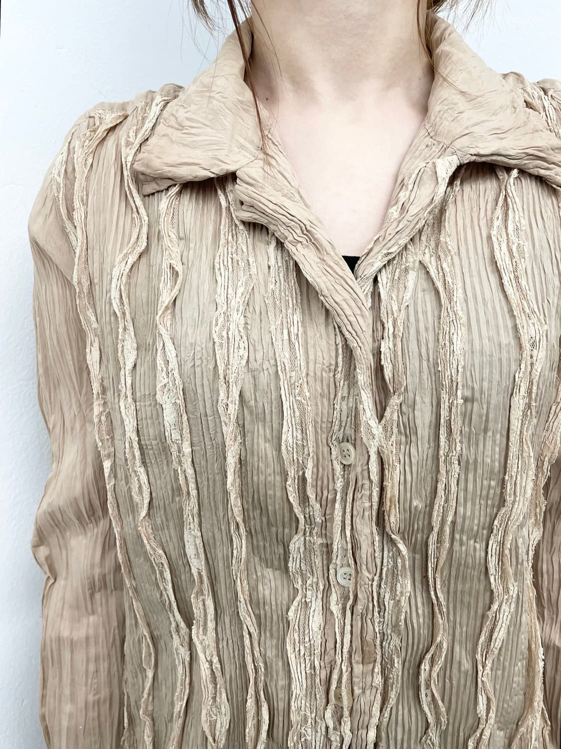 이세이미야케 플리츠 레이스 블라우스 *레어 상품이미지2