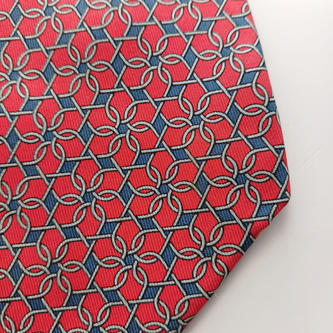 에르메스 실크 레드 체인 패턴 넥타이 9.8cm B등급 A18686
 상품이미지8