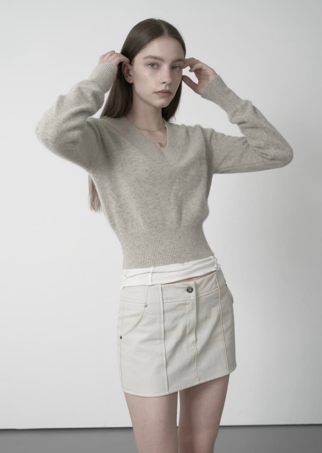 보헤미안서울 힙행거 레더 스커트 M 아이보리 상품이미지2