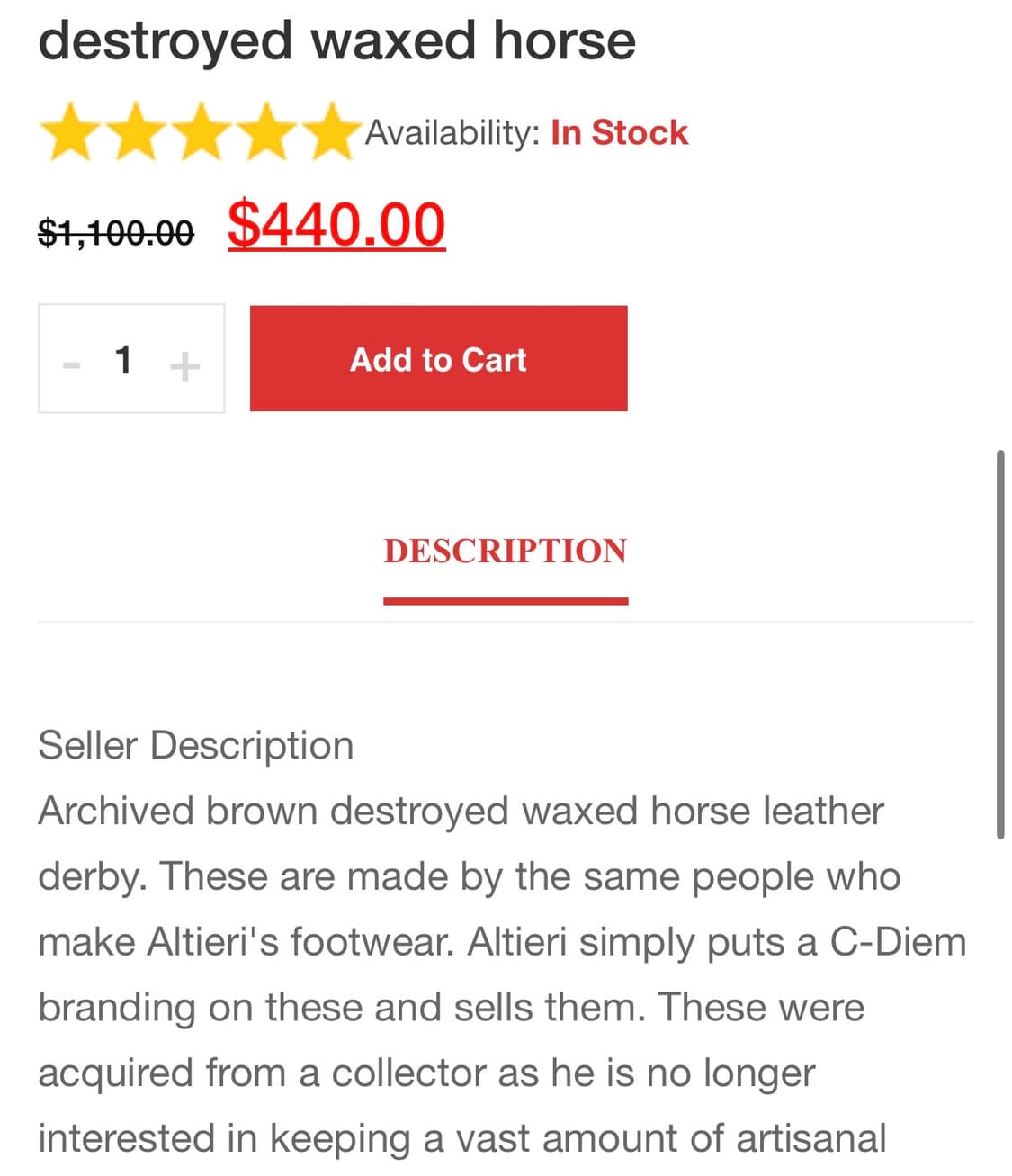 Destroyed waxed horse derby 42 상품이미지2