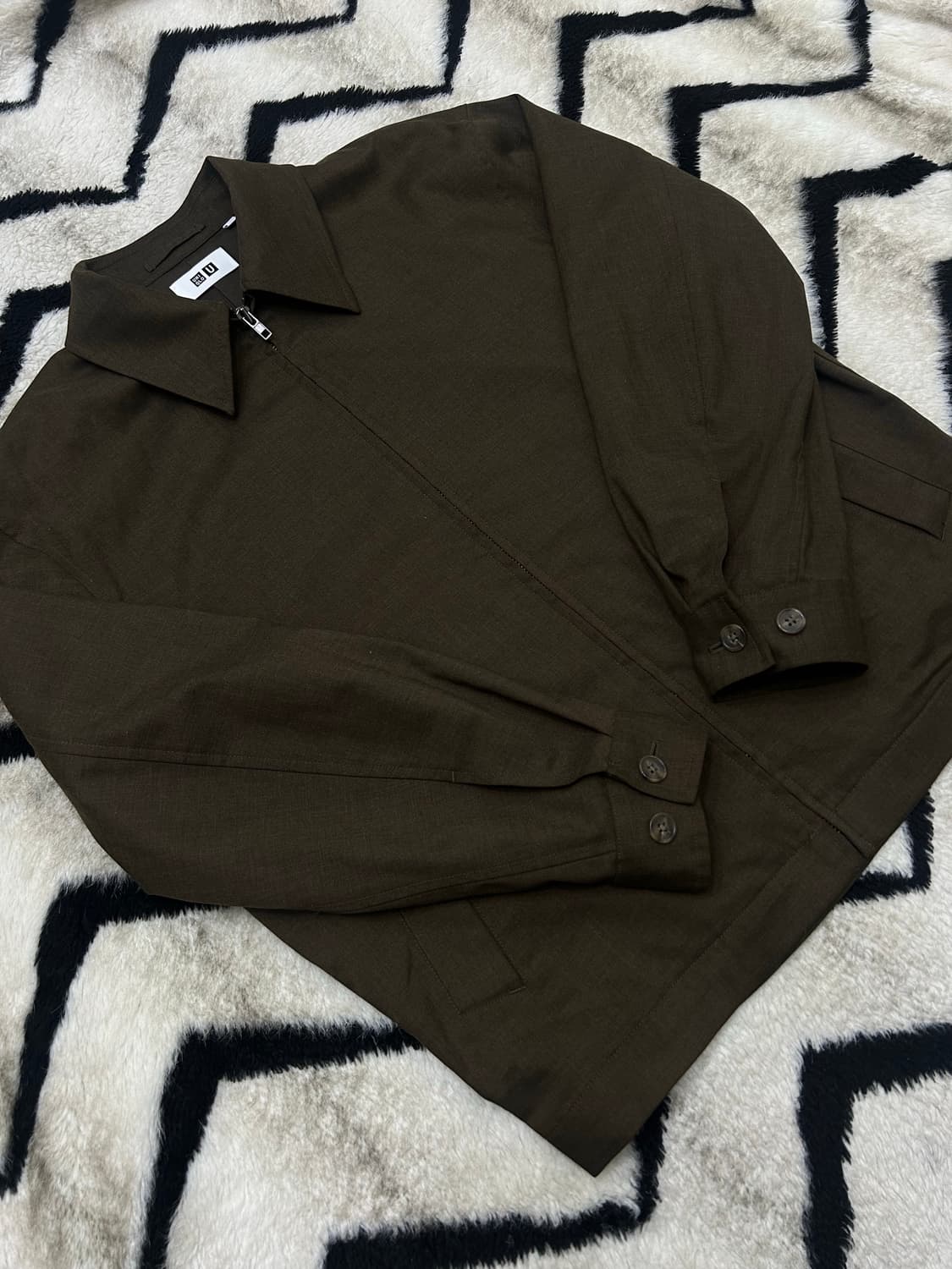 [L]유니클로U 집업 블루종/브라운 상품이미지1