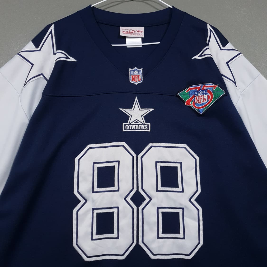 XL) NFL 댈러스 카우보이 미첼앤네스 마이클 어빈 반팔 럭비 져지 상품이미지2