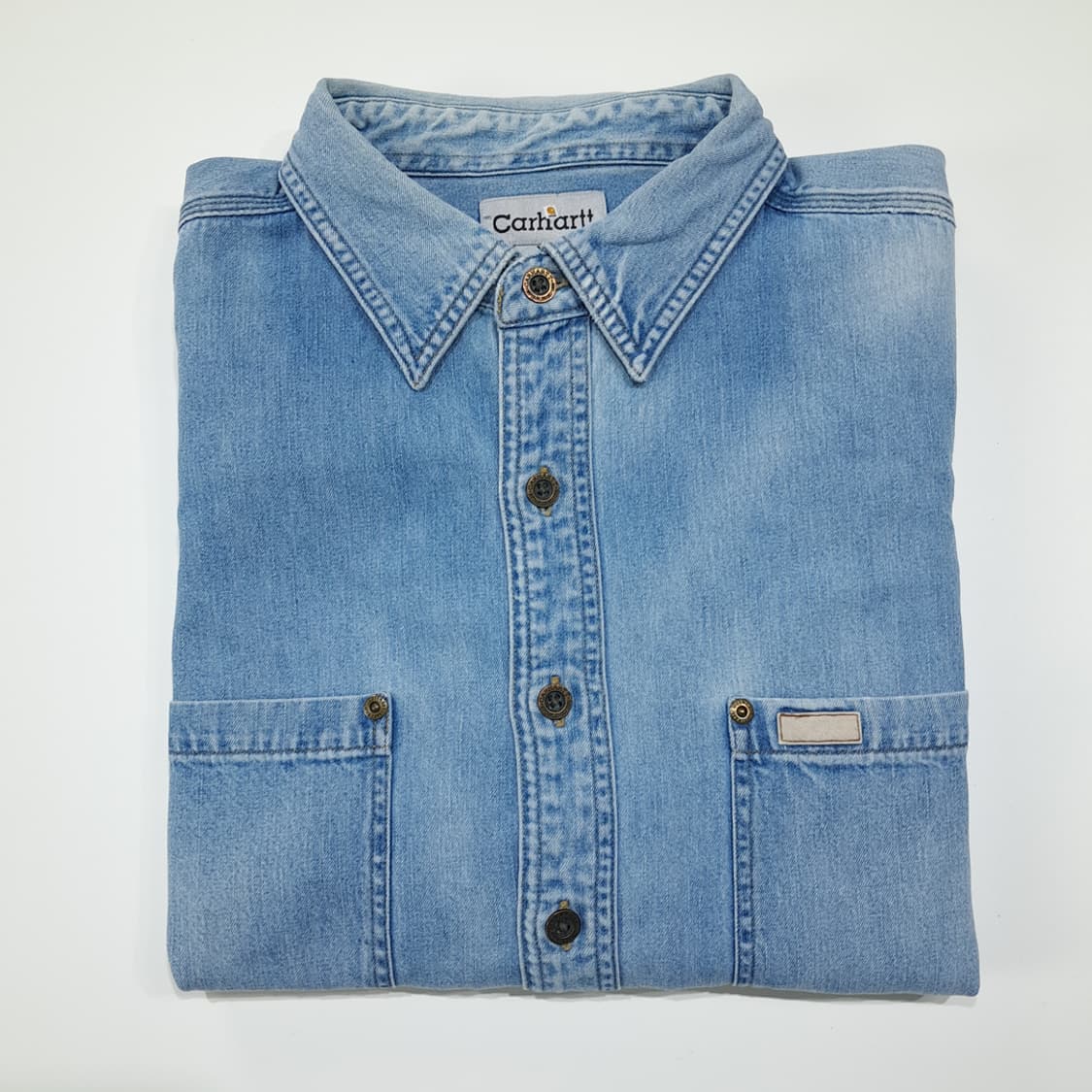 CL233 XL 칼하트 00s 스톤워시 연청 데님셔츠 남방 상품이미지8