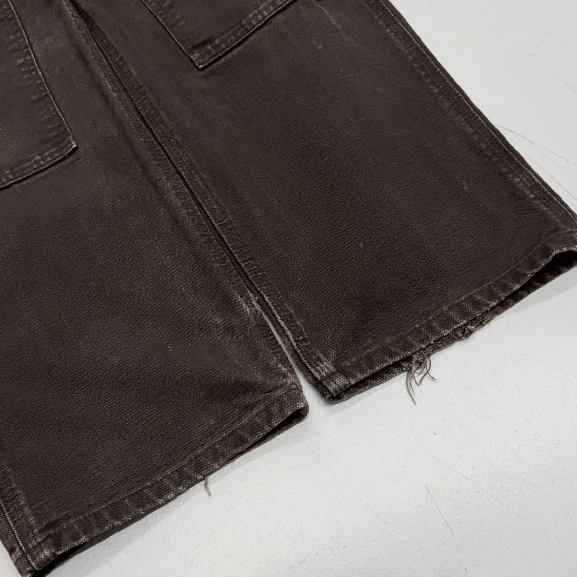 칼하트 더블니 다크브라운 가죽패치 카펜터 페이딩 와이드 워크팬츠 상품이미지6