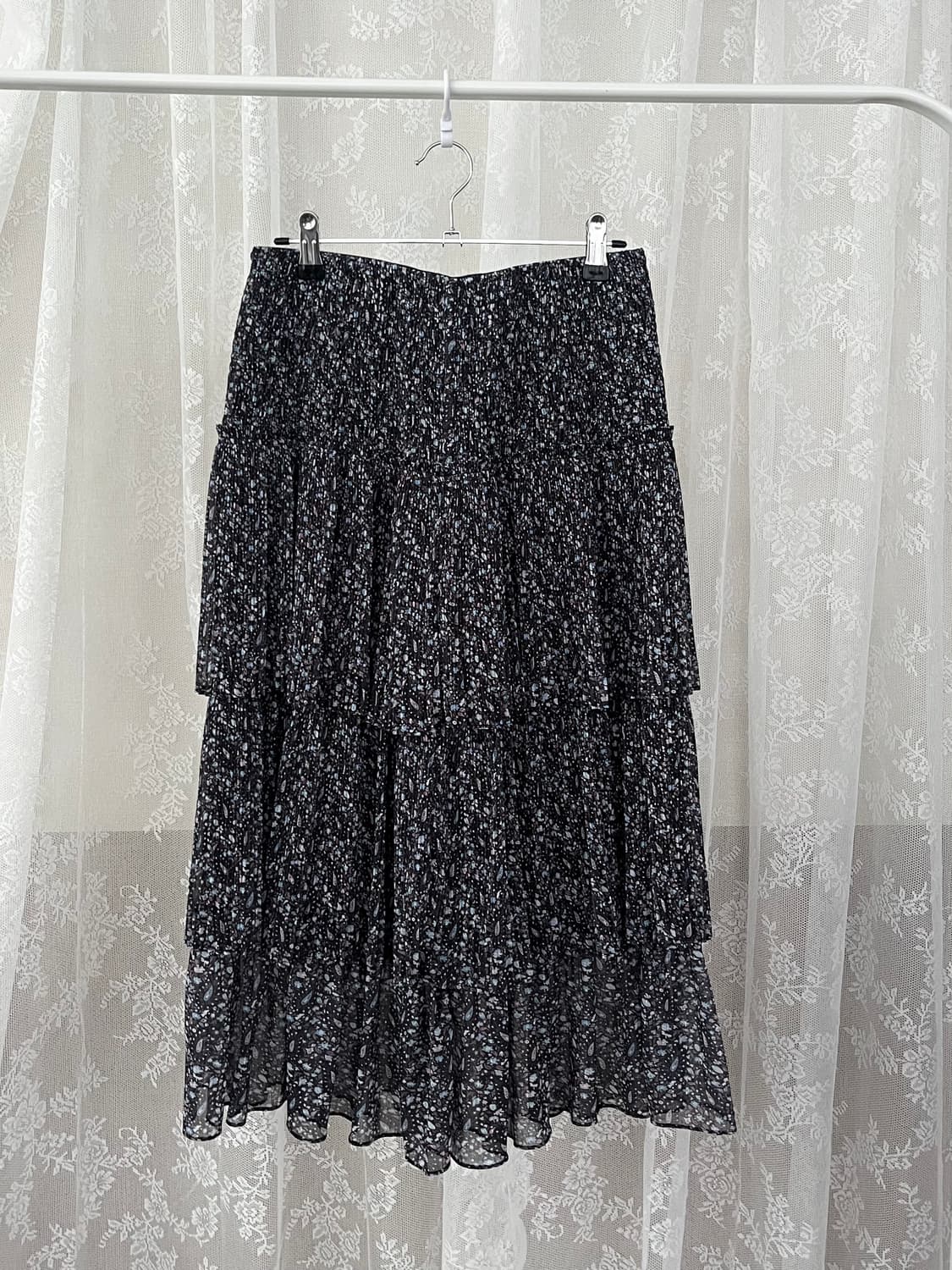 66) 지컷 플라워 밴딩 캉캉스커트 블랙 상품이미지2