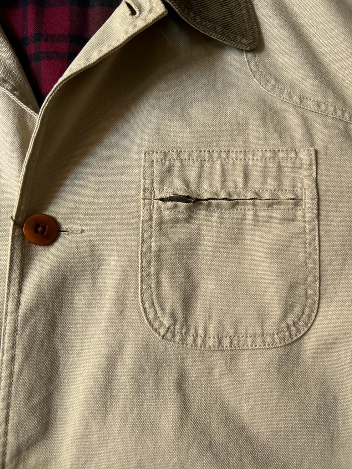 [L]L.L.Bean USA 엘엘빈 타탄체크 라이닝 아이보리 헌팅 자켓 상품이미지3