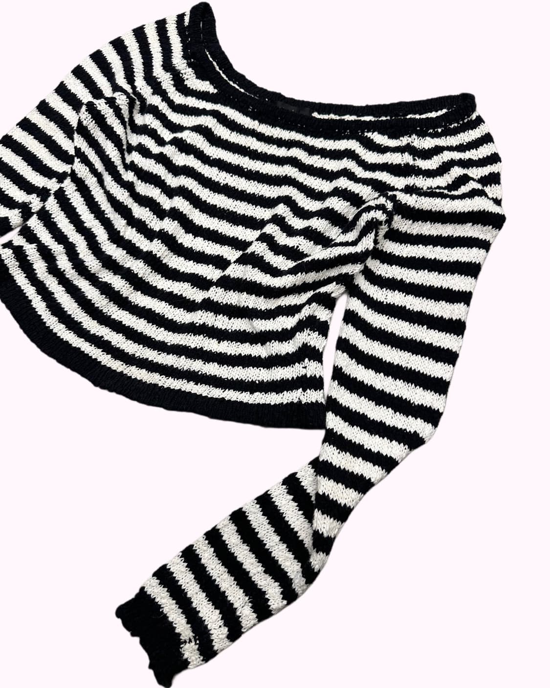 RIENDA stripe off-shoulder knit t-shirt 상품이미지2