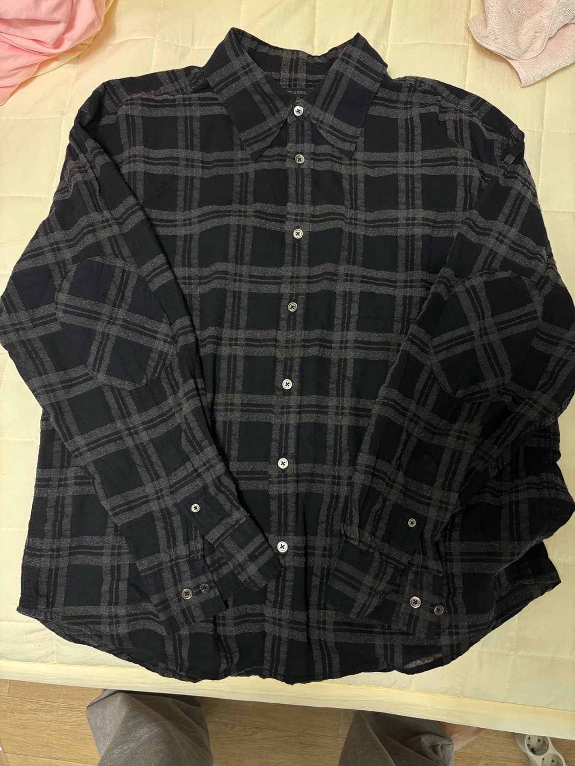 해칭룸 아카이브 셔츠 보일드 체크 다크 네이비 블랙 남방 3 상품이미지1