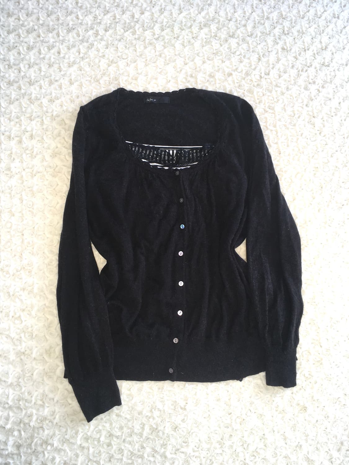 Set) 블랙 프릴 가디건 + 스트라이프 레이스 나시 상품이미지7