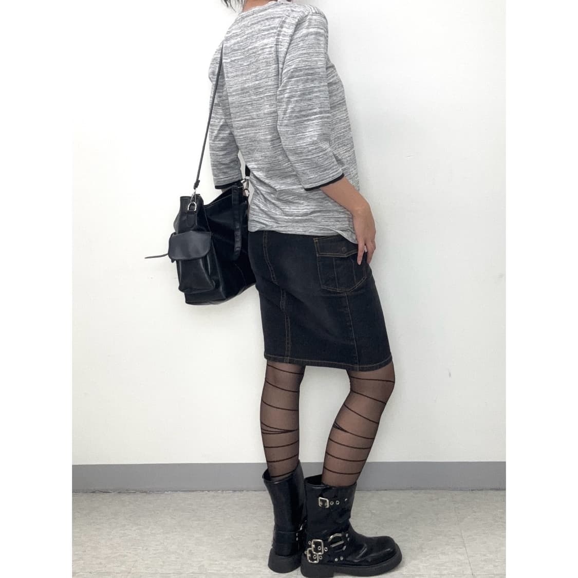 빈티지 락시크 그레이 펑크 y2k 레이어드 반팔 상품이미지3