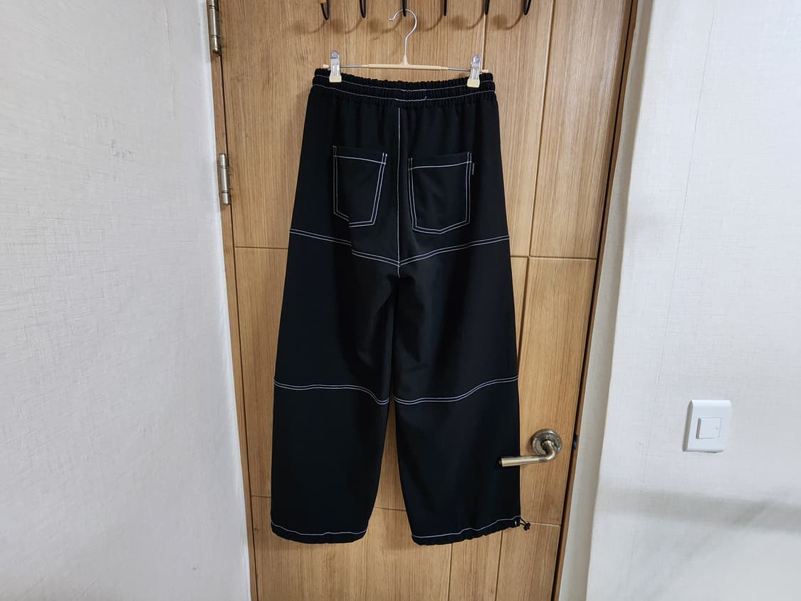 (M)로맨틱 크라운 블랙 스티치 와이드 스트링 팬츠 상품이미지3