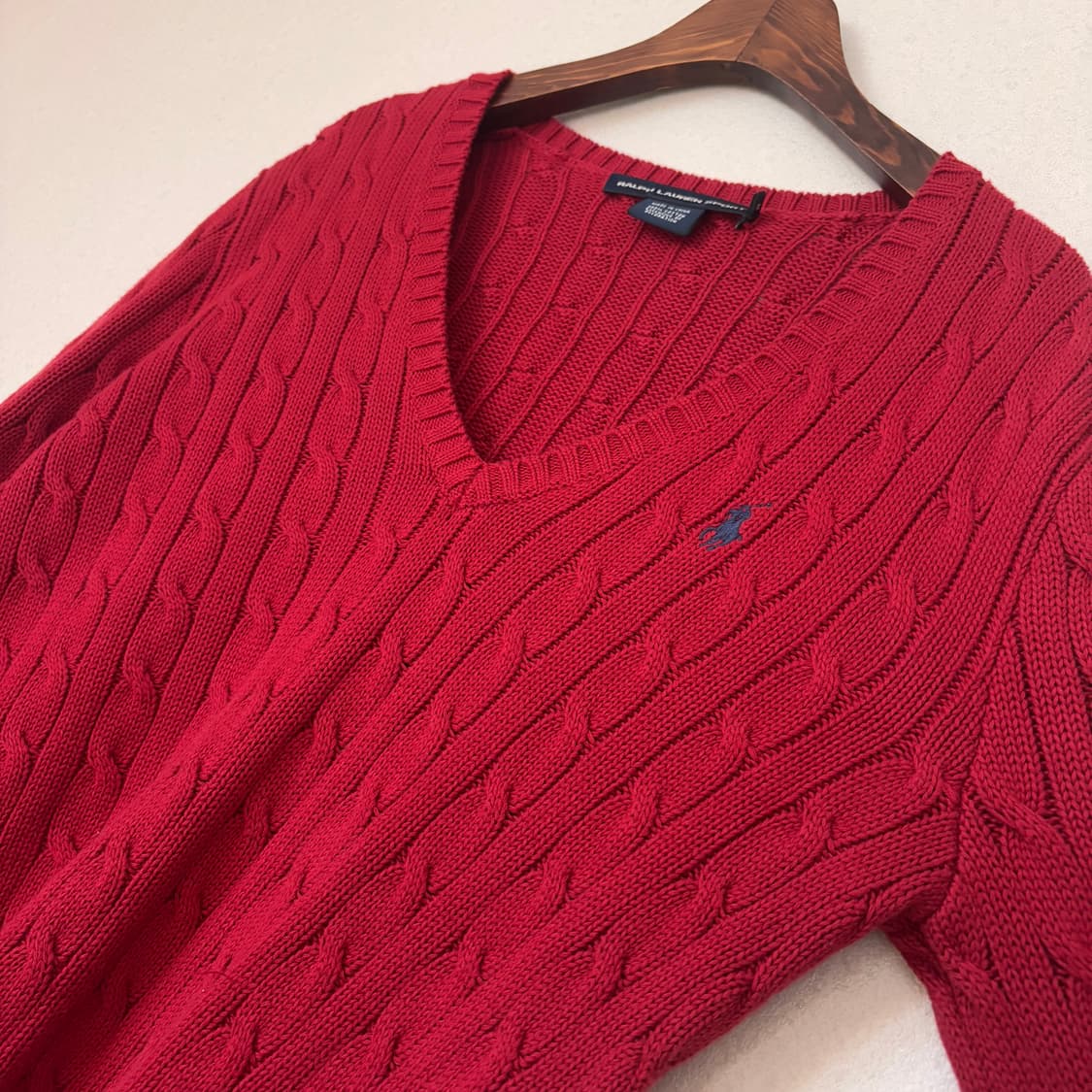 폴로 랄프로렌 여성 M 66 케이블 니트 레드 정품 수입 상품이미지7