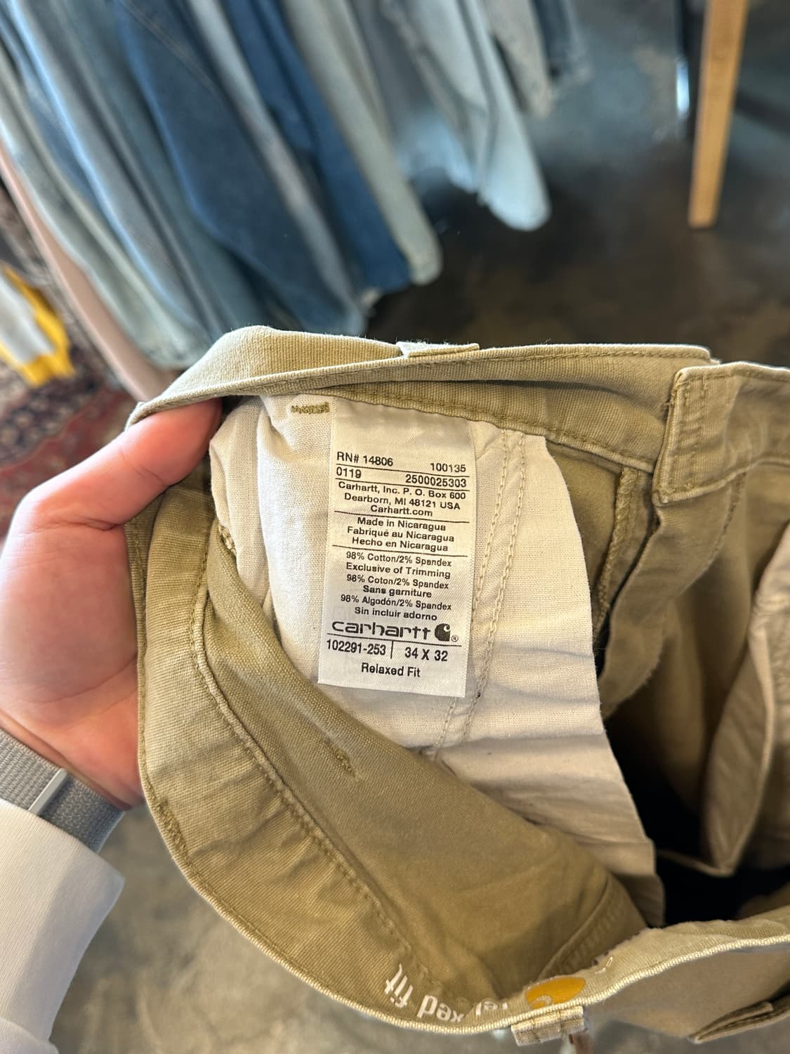 칼하트 릴렉스핏 워크팬츠 34X32 상품이미지5