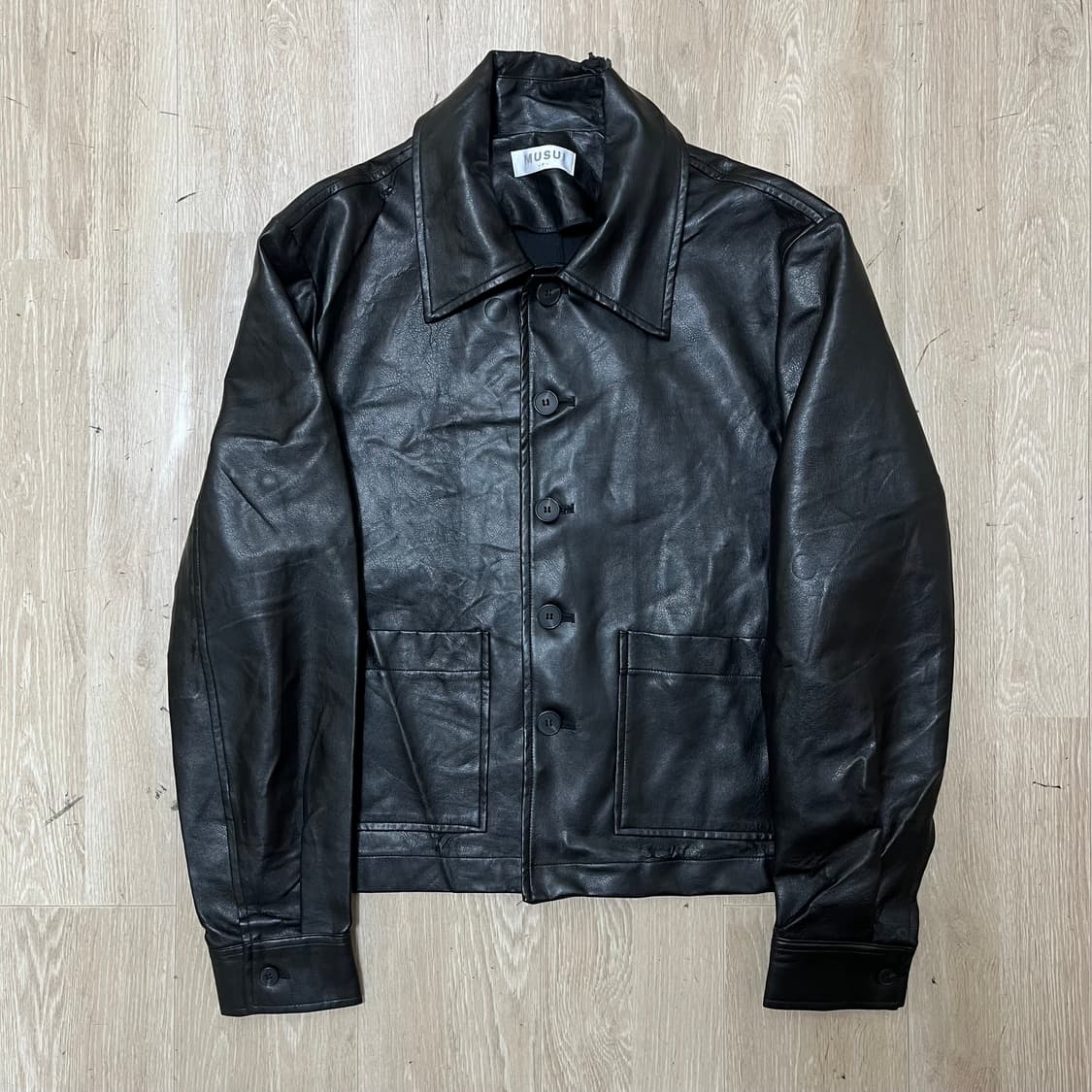 MUSUI 남성 싱글 포켓 가죽 자켓 FREE 상품이미지1