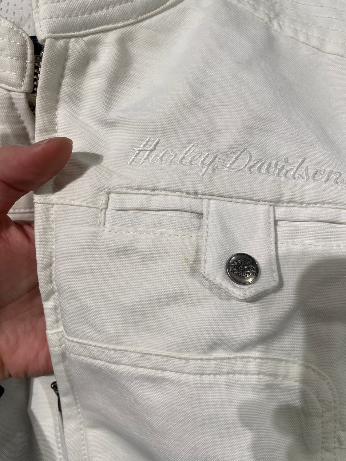 할리 데이비슨 화이트 백 큐빅 레터링 코튼 바이커 자켓 상품이미지10