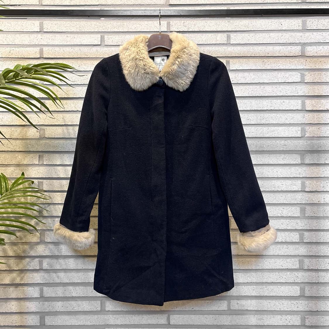 JPN VINTAGE 퍼카라 하프 코트 히든버튼 투포켓 디테일 네이비 상품이미지2