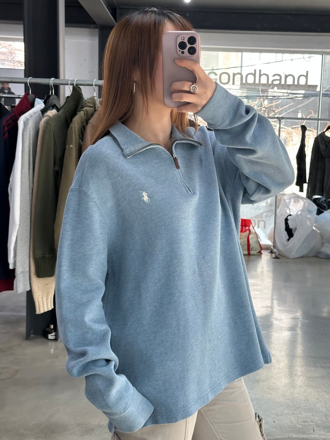 폴로랄프로렌 코튼 쿼터 지퍼 모크넥 스웨터 상품이미지1