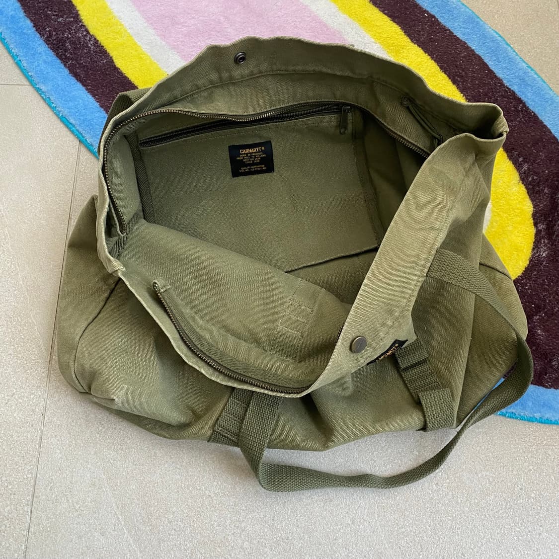 칼하트 WIP 올리브 캔버스 토트백 숄더백 상품이미지2