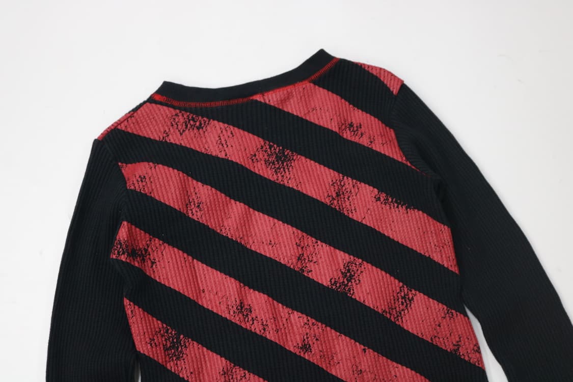 SAUCY 빈티지 펑크 스트라이프 피스 마크 와플 티셔츠 (150) 상품이미지8