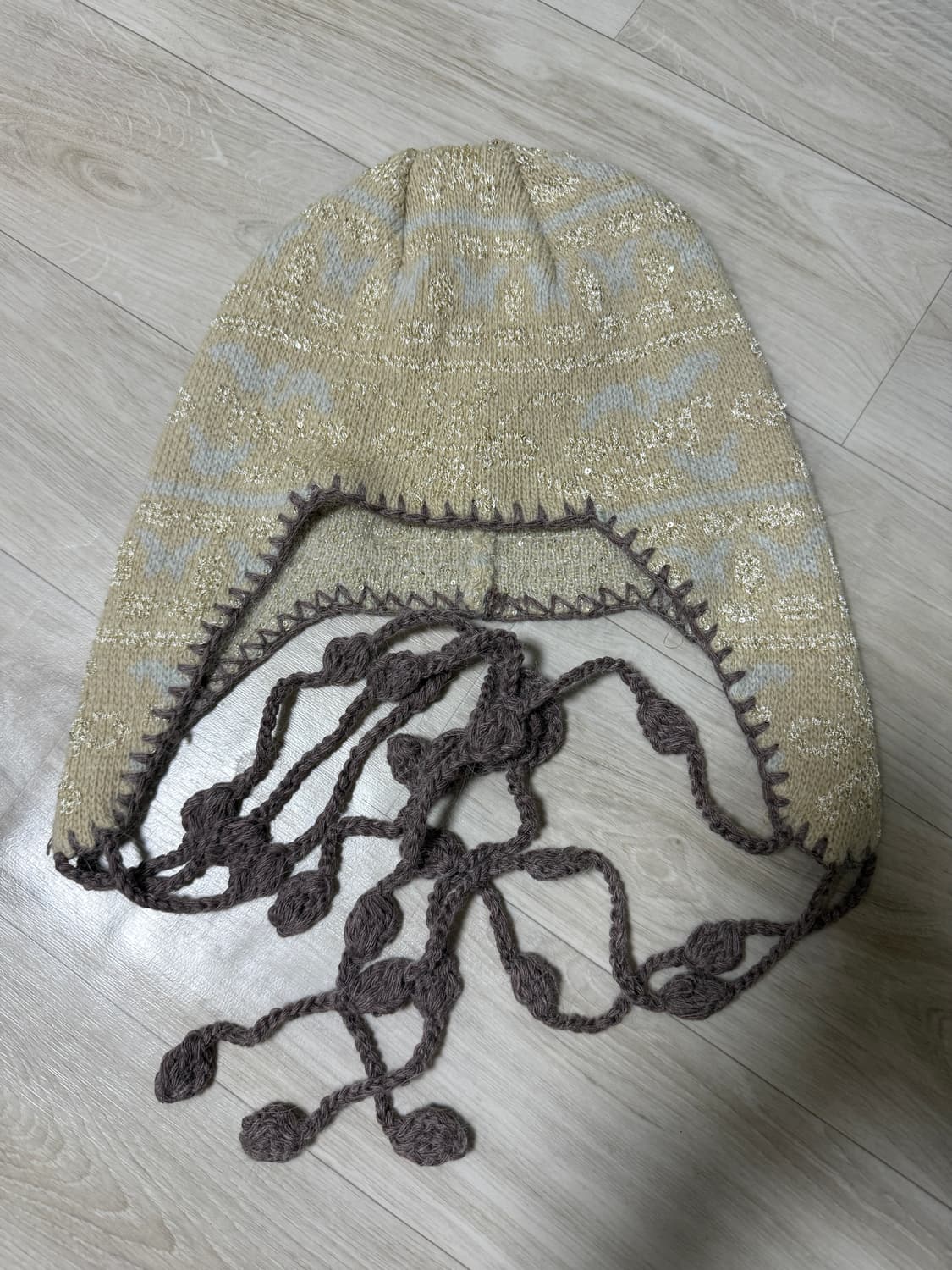 스컬프터 Sequin Nordic Earflap Beanie Milk T 상품이미지4