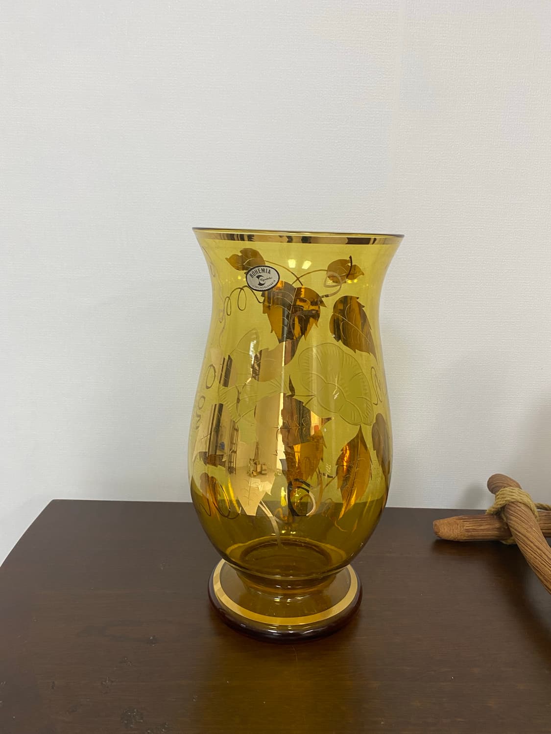 체코 보헤미아 크리스탈 앰버 화병 상품이미지3