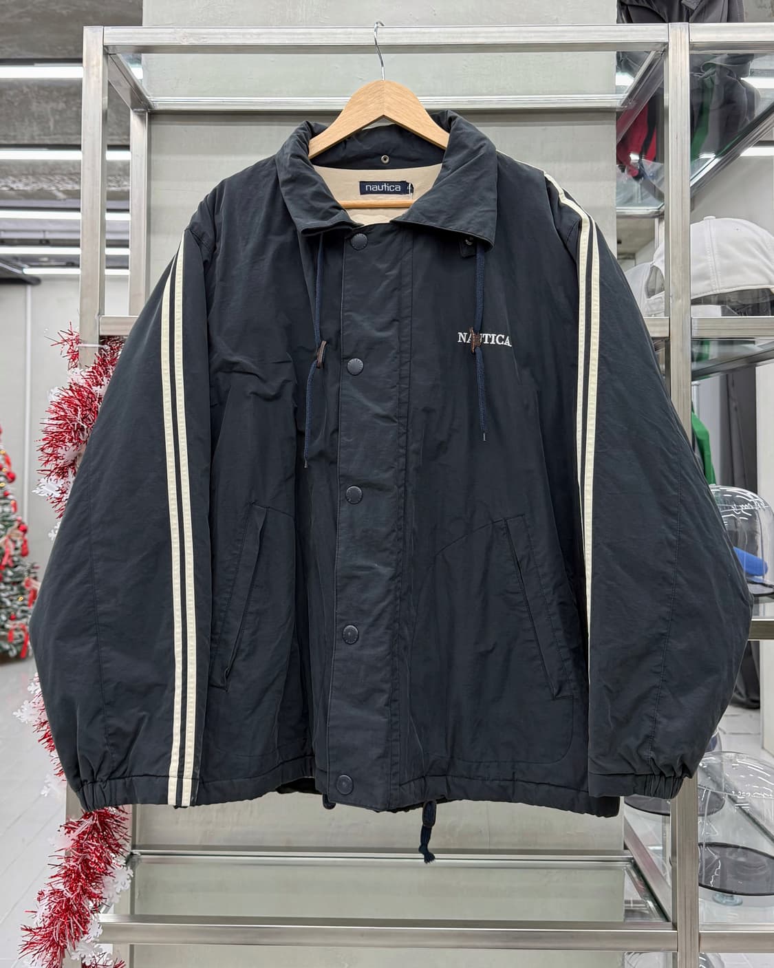 노티카 00s 코튼쉘 봄버 코치 자켓 네이비 상품이미지1