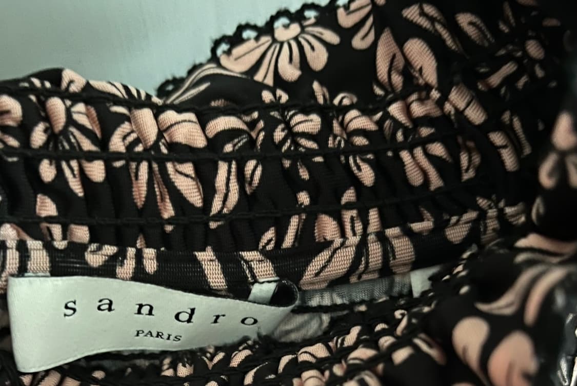 산드로 하이넥 플라워 밴딩 블라우스 0사이즈 상품이미지7