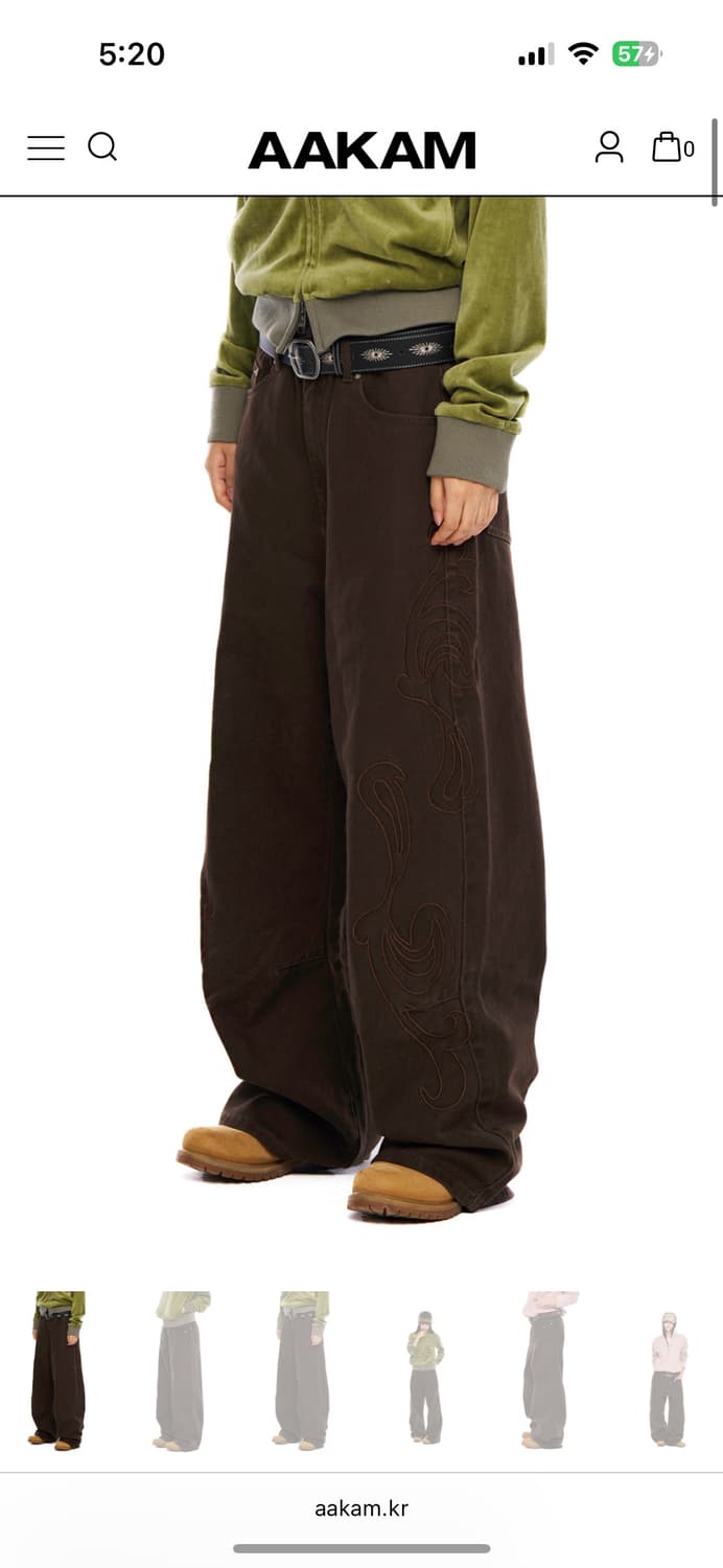 아캄 니들워크 코튼팬츠 브라운 상품이미지2
