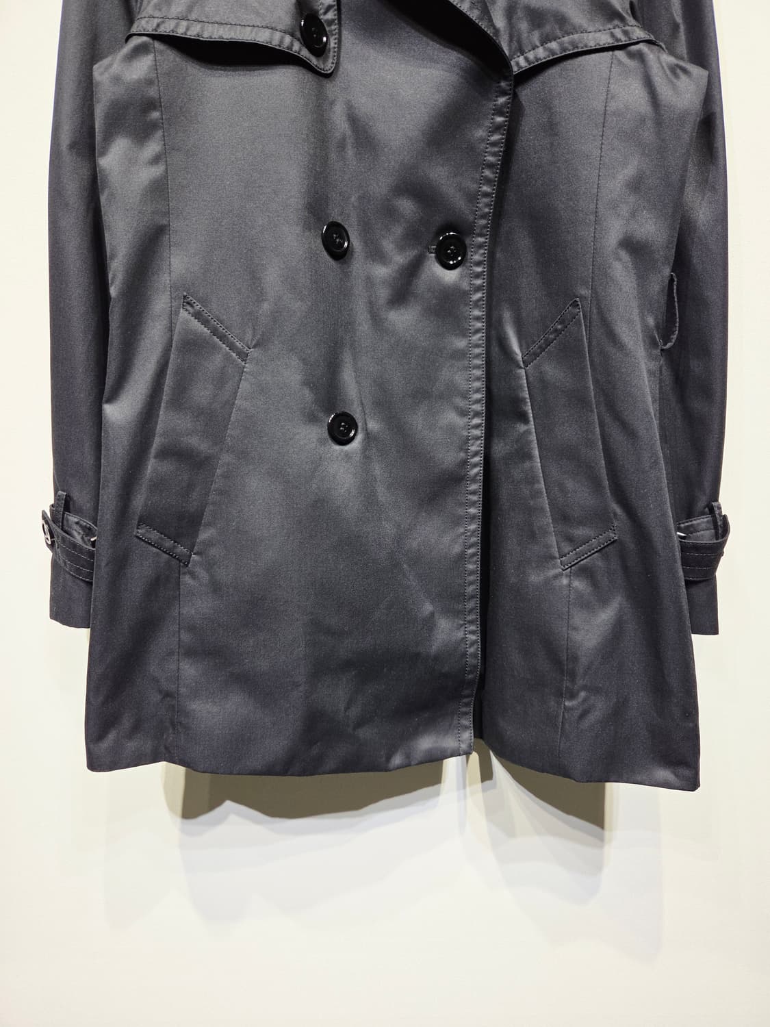 T.I FOR MEN 티아이포맨 실크 혼방 더블 트렌치 코트 블랙 상품이미지4